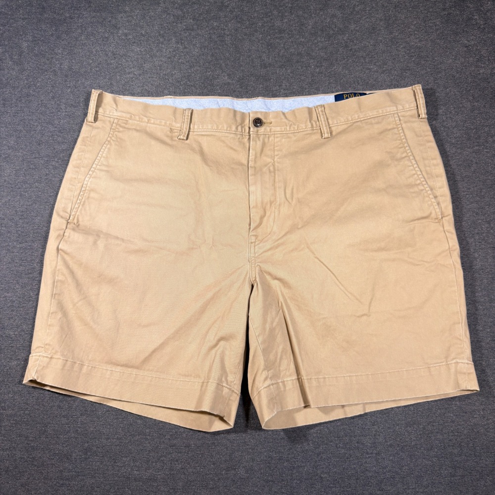 Polo Ralph Lauren Shorts Mens 40 Tan Stretch Straight Fit 7 Chino Khaki Cotton